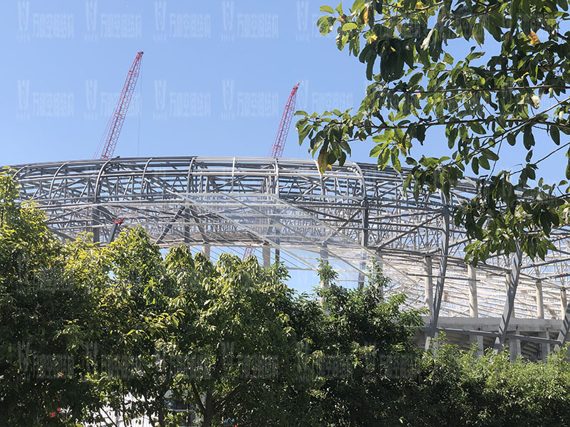 重慶龍興足球場ETFE屋面膜結(jié)構(gòu)工程樣板區(qū)鋼膜結(jié)構(gòu)完成 重慶龍興足球場ETFE屋面膜結(jié)構(gòu)工程樣板區(qū)鋼膜結(jié)構(gòu)完成