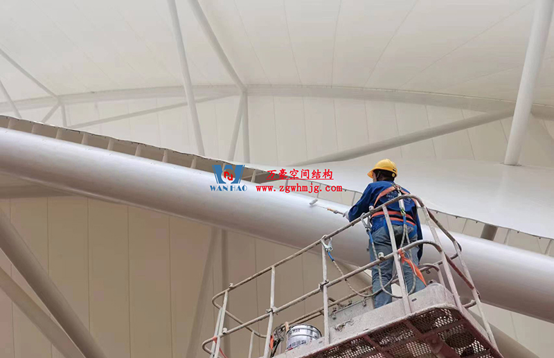 陜西定邊馬蓮灘沙漠公園鋼膜結(jié)構(gòu)工程“奮力快跑”，工程“進(jìn)度條”刷新了!